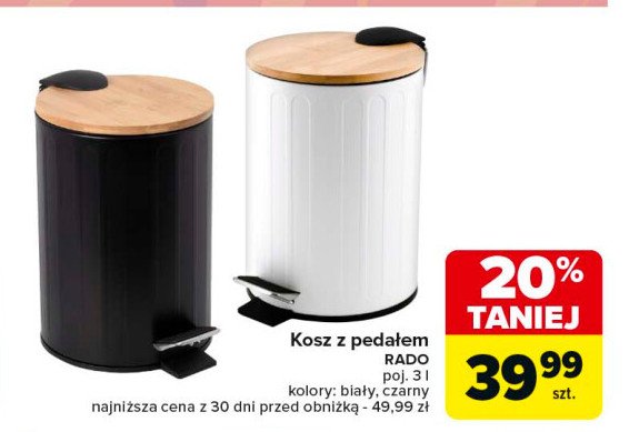 Kosz na śmieci z pedałem rado 3 l biały promocja w Carrefour