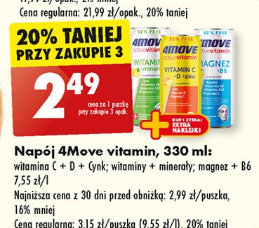 Napój witaminy d+k+c 4move active vitamin promocja w Biedronka