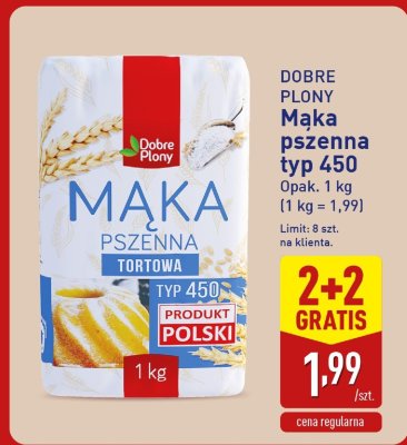 DOBRE PŁONY Mąka pszenna typ 450 promocja w Aldi