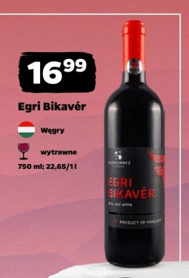 Wino Egri Bikavér wytrawne czerwone promocja w Netto