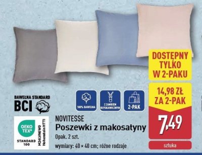 Poszewki z makosatyny 40 x 40 cm Novitesse promocja