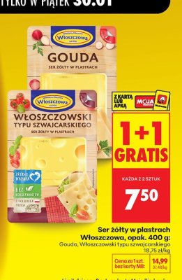 Ser żółty w plastrach Włoszczowa, opak. 400g - Włoszczowski typu szwajcarskiego promocja w Biedronka