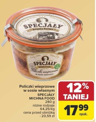 Policzki wieprzowe w sosie własnym Specjały Michna Food promocja w Carrefour