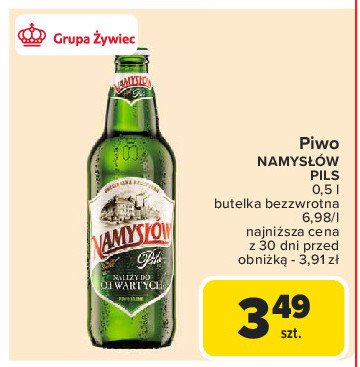 Piwo NAMYSŁÓW NIEPASTERYZOWANE promocja w Carrefour Market