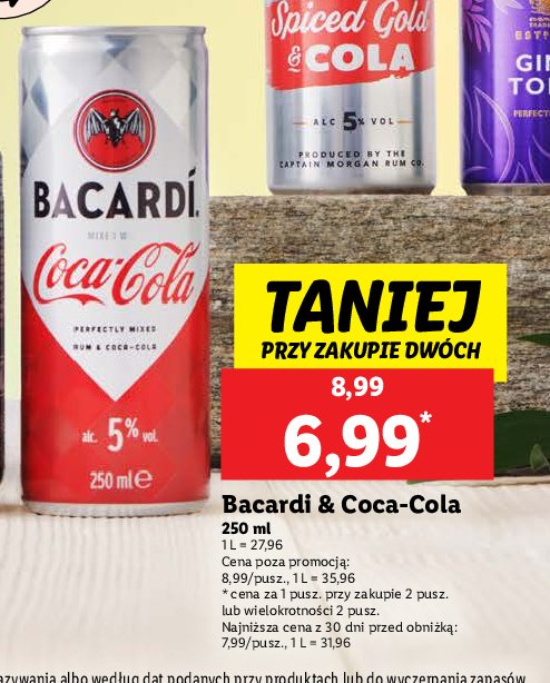 Drink rum & coca-cola Bacardi promocja w Lidl