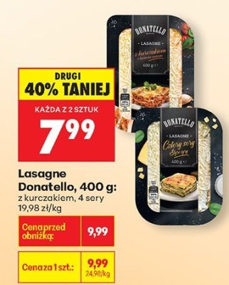 Makaron Lasagne Donatello z kurczakiem, 4 sery promocja w Biedronka
