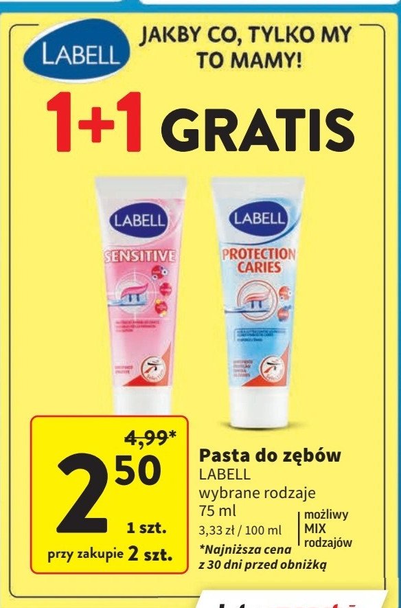 Pasta do zębów protection caries Labell promocja w Intermarche