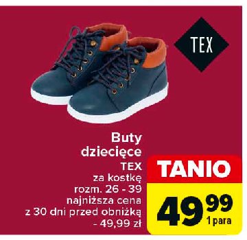 Buty dziecięce 26-39 Tex promocja w Carrefour