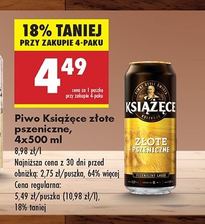 Piwo Książęce złote pszeniczne promocja w Biedronka
