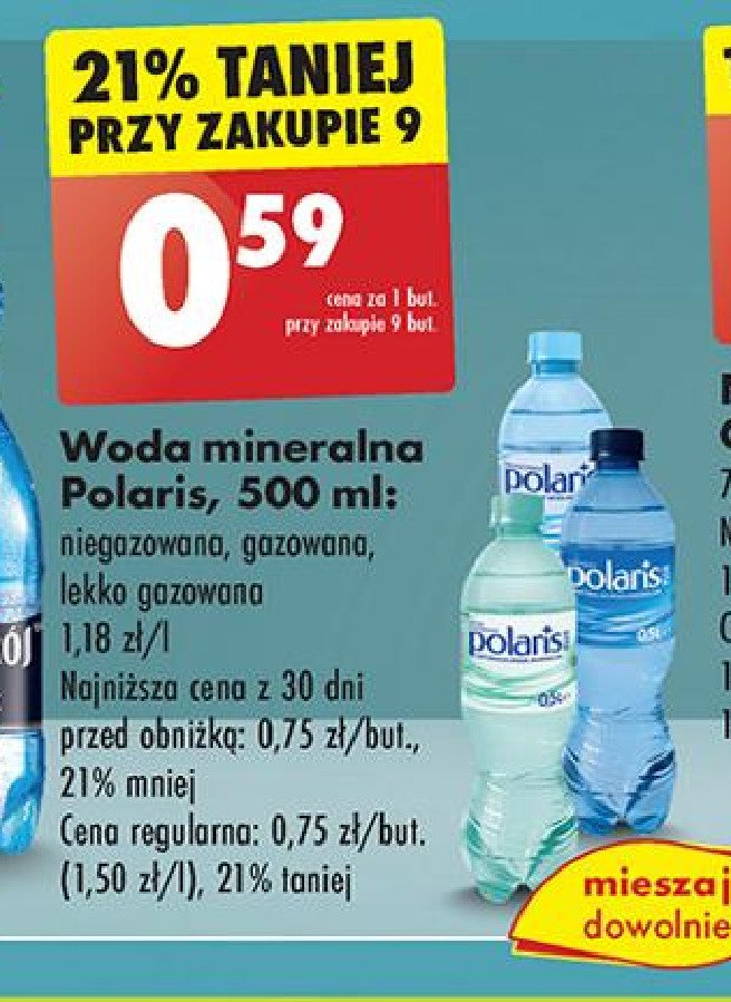 Woda lekko gazowana Polaris promocja w Biedronka