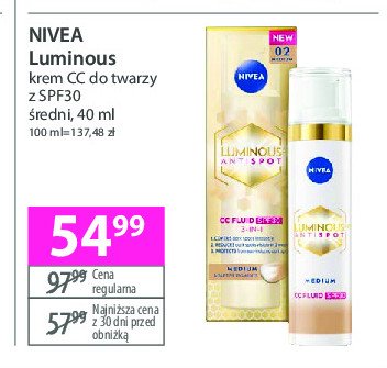 Krem cc do twarzy spf30 medium Nivea luminous 630 promocja