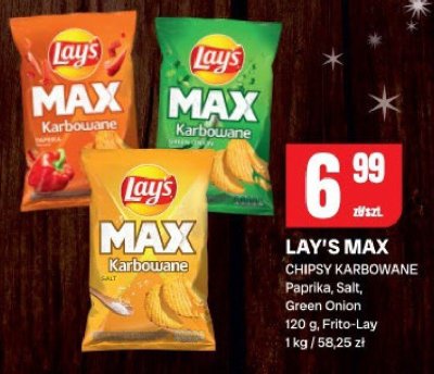 Chipsy karbowane Lay's Max Papryka, Salt, Green Onion 140 g Frito-Lay promocja w Chorten
