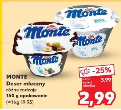 Deser mleczny MONTE Deser mleczny różne rodzaje promocja w Kaufland