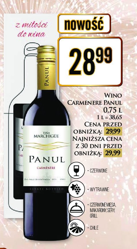Wino PANUL CARMENERE promocja