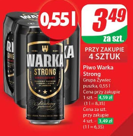 Piwo Warka Strong promocja w Dino