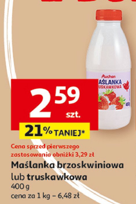 Maślanka truskawka Auchan różnorodne (logo czerwone) promocja