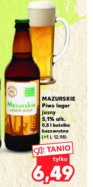 Piwo MAZURSKIE LAGER JASNY promocja