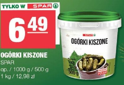 Ogórki kiszone Spar promocja w SPAR