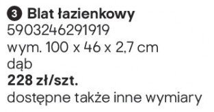 Blat łazienkowy dąb 100x46x2.7 cm promocja w Castorama
