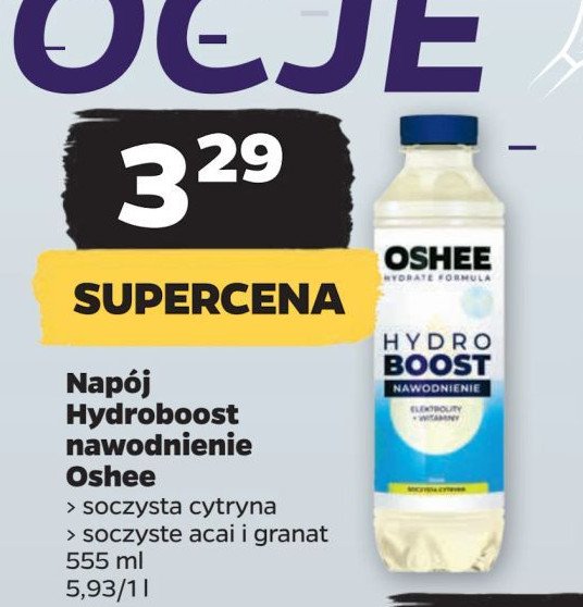 Napój nawodnienie lemon Oshee hydro boost promocja w Netto