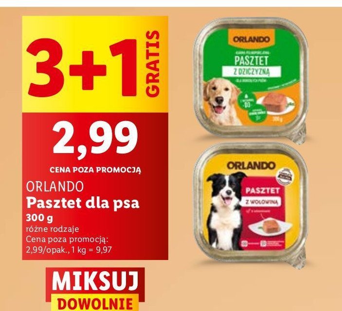 Pasztet dla psa z dziczyzną Orlando promocja w Lidl