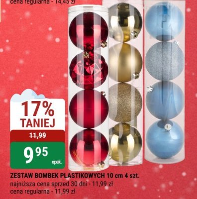 Zestaw bombek plastikowych 10 cm 4 szt. promocja w bi1