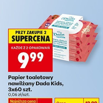 Papier toaletowy nawilżany Kids 3x60 szt. promocja w Biedronka