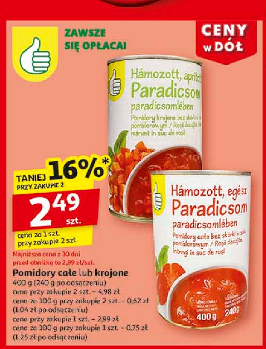 Pomidory całe Podniesiony kciuk promocja w Auchan