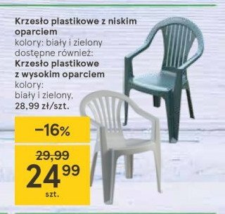Krzesło plastikowe niskie oparcie zielone promocja