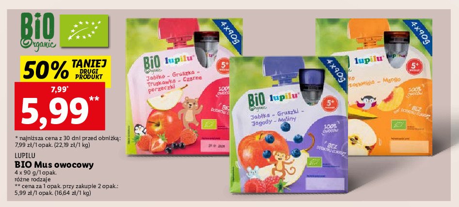Mus jab艂ka-gruszki-jagody-maliny Lupilu bio promocja