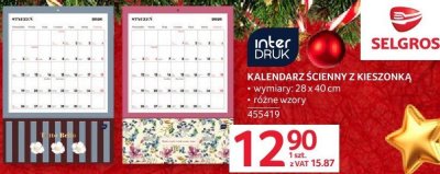Kalendarz ścienny z kieszonką promocja w Selgros