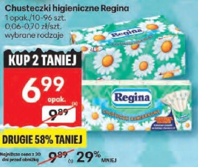 Chusteczki higieniczne Regina promocja w Delikatesy Centrum
