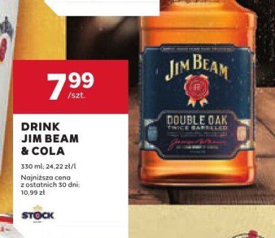 Whisky Jim Beam Double Oak & Cola drink promocja w Stokrotka