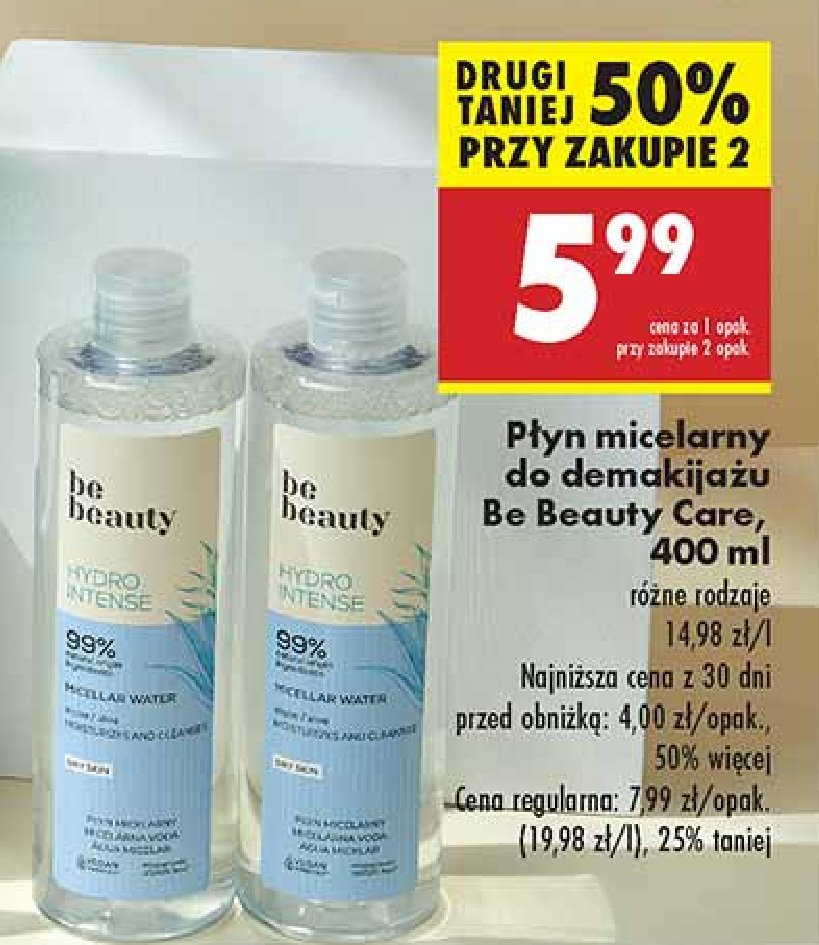 Płyn micelarny hydro intense Be beauty Be beauty care promocja w Biedronka