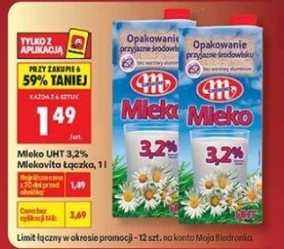 Mleko UHT Mlekovita Łaciate 3,2% promocja w Biedronka