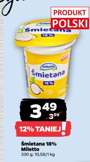 Śmietana 18% Miletto promocja