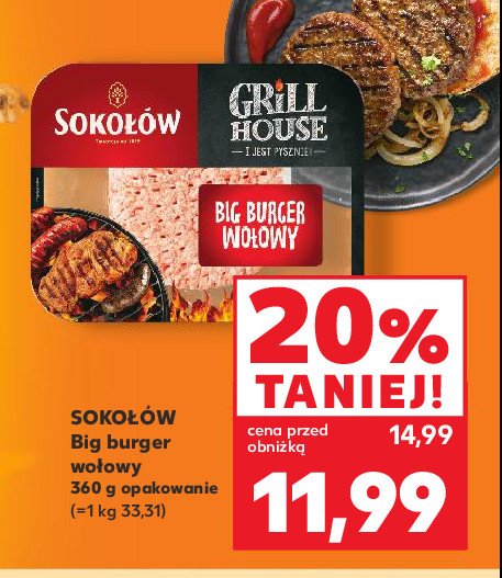 Big burger wołowy Sokołów grill house promocja w Kaufland