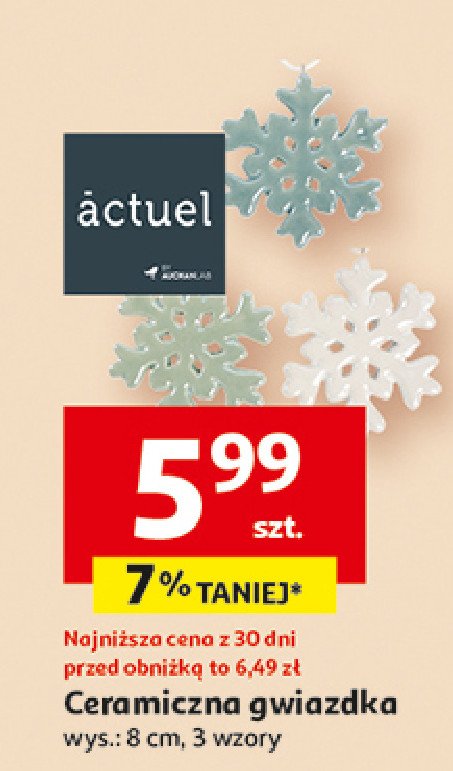 Gwiazdka ceramiczna 8 cm Actuel promocja w Auchan