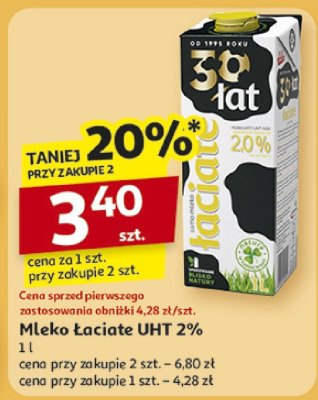 Mleko Łaciate UHT 2% 1L promocja w Auchan