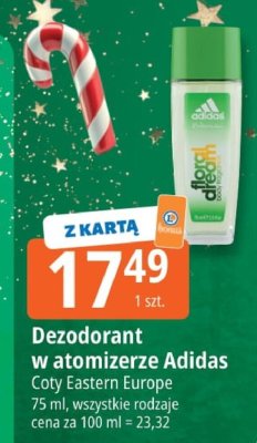 Dezodorant w atomizerae Adidas Coty Eastern Europe 75 ml promocja w Leclerc