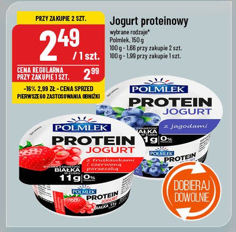 Jogurt protein truskawkowy Polmlek promocja