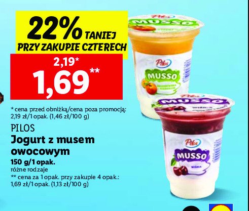 Jogurt wiśnia Pilos musso promocja