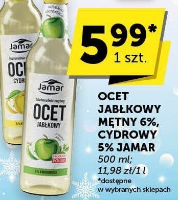 Ocet jabłkowy mętny 6%, winny, 5% Jamar promocja w Groszek