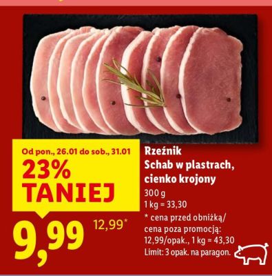 Mięso Rzeźnik Schab w plastrach, cienko krojony promocja w Lidl