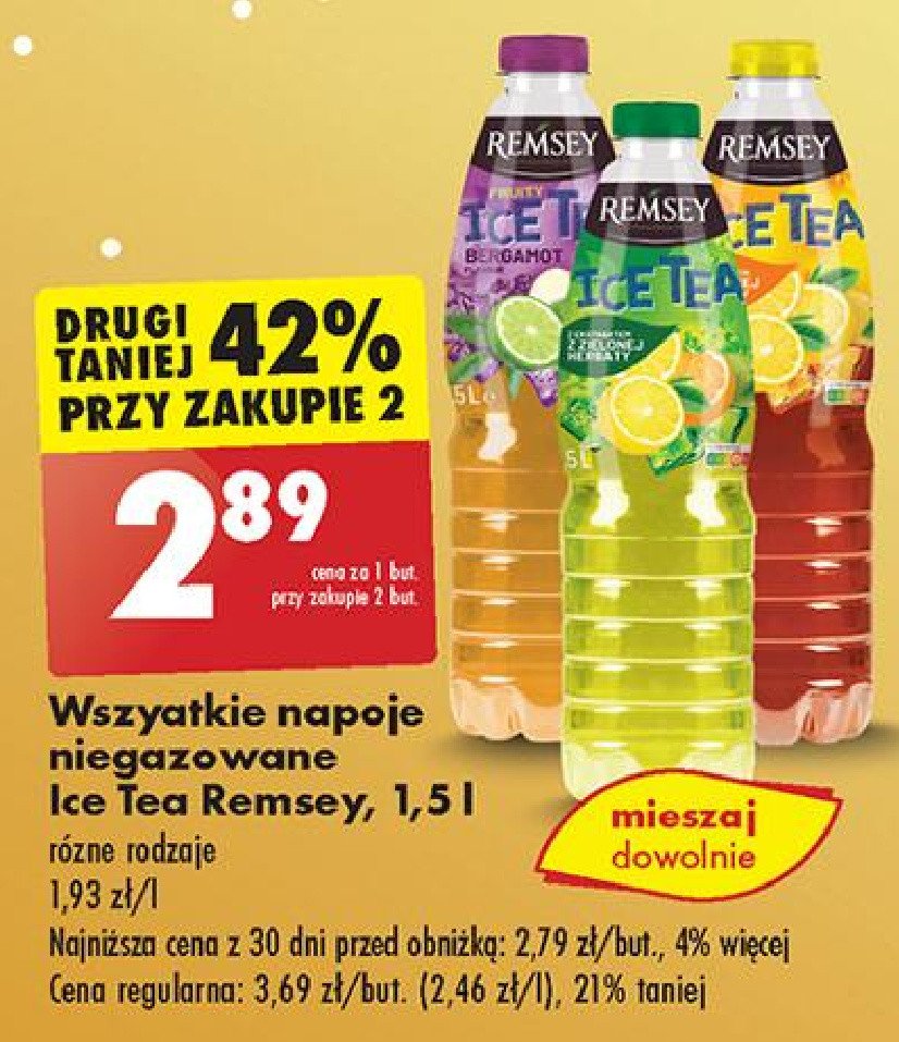 Napój z ekstraktem z czarnej herbaty cytrynowy Remesy ice tea promocja w Biedronka