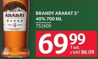 Brandy Ararat 5* 40% 700 ml promocja w Selgros