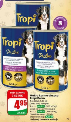 Mokra karma dla psa DeLux z cielęciną w sosie promocja w Dino