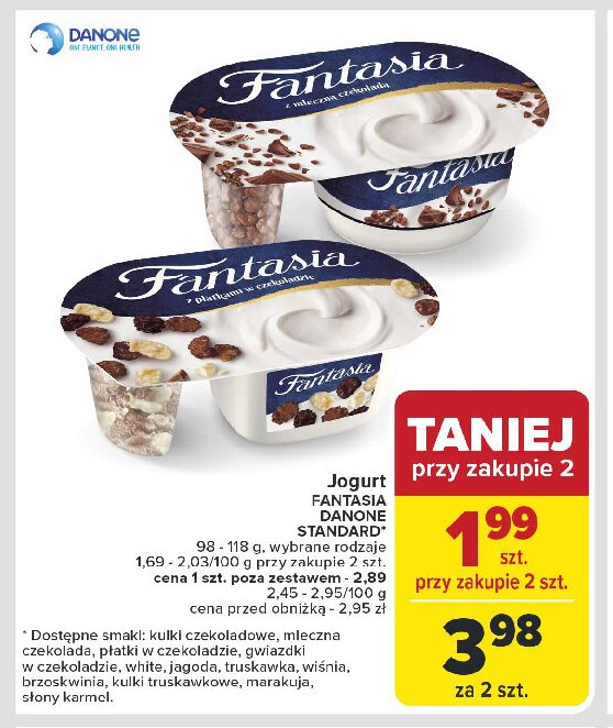 Jogurt z mleczną czekoladą Danone fantasia promocja w Carrefour