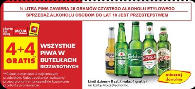 Wszystkie piwa w butelkach 4+4 promocja w Biedronka