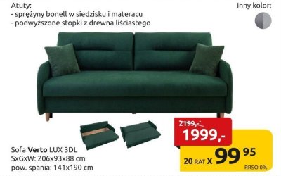 Sofa Verto LUX 3DL promocja w Black Red White